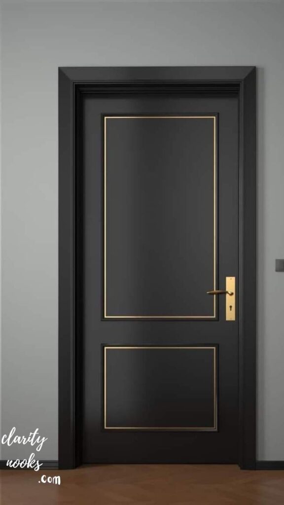 Black Door with Brass Hardware
