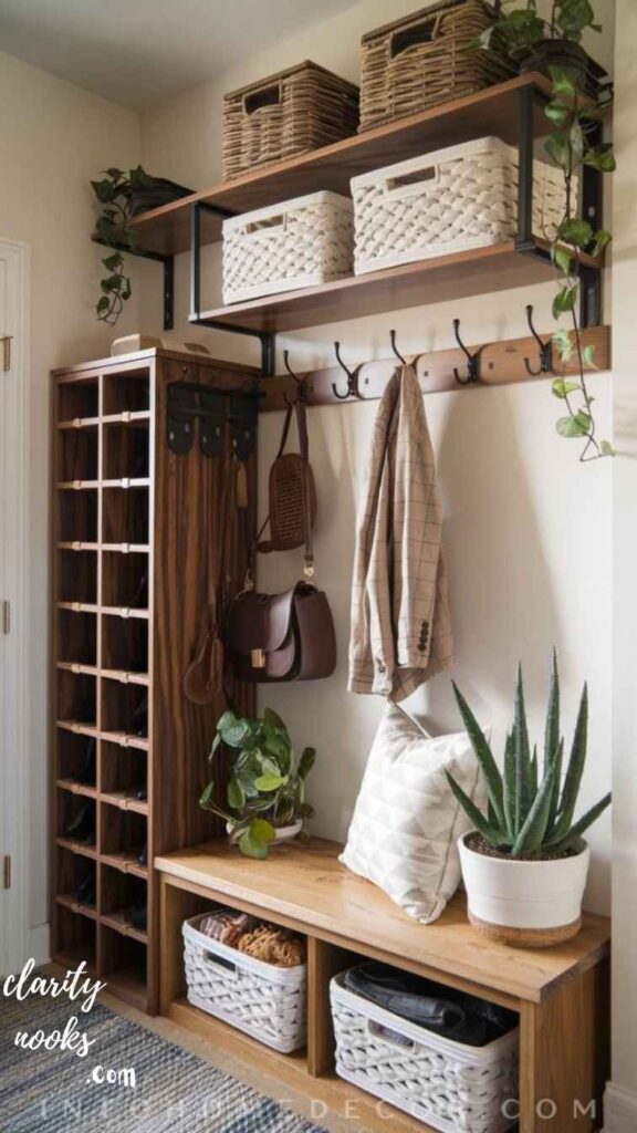 Create a Functional DIY Drop Zone with Command Hooks and a Floating Shelf