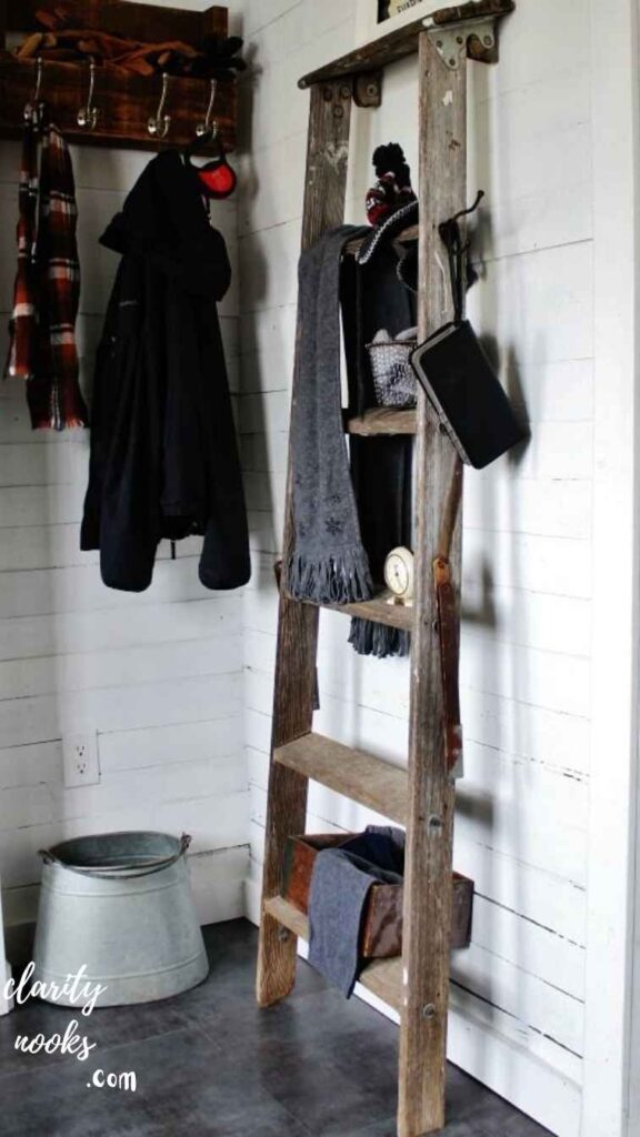 Repurpose an Old Ladder as a Rustic Coat Rack