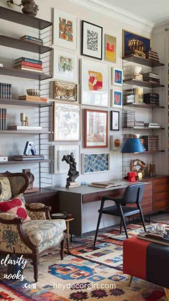 Gallery Wall + Bookshelf Combination