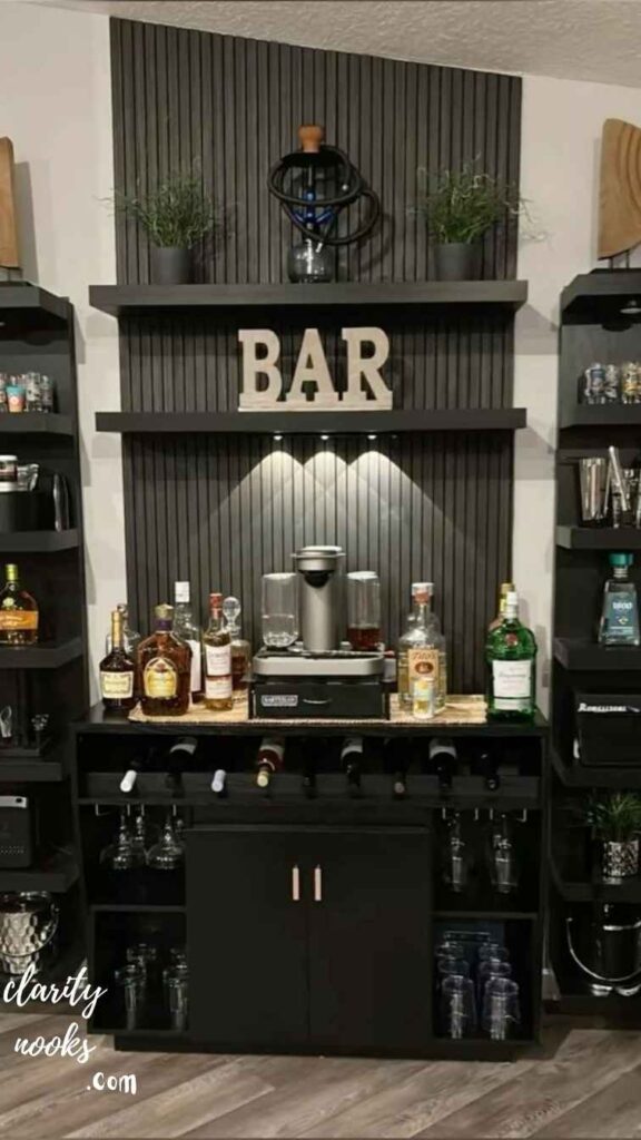 Dry Bar with a Statement Wall