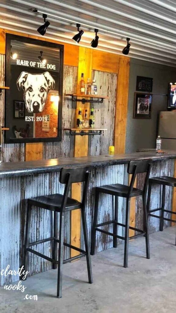 Industrial Pipe and Reclaimed Wood Bar