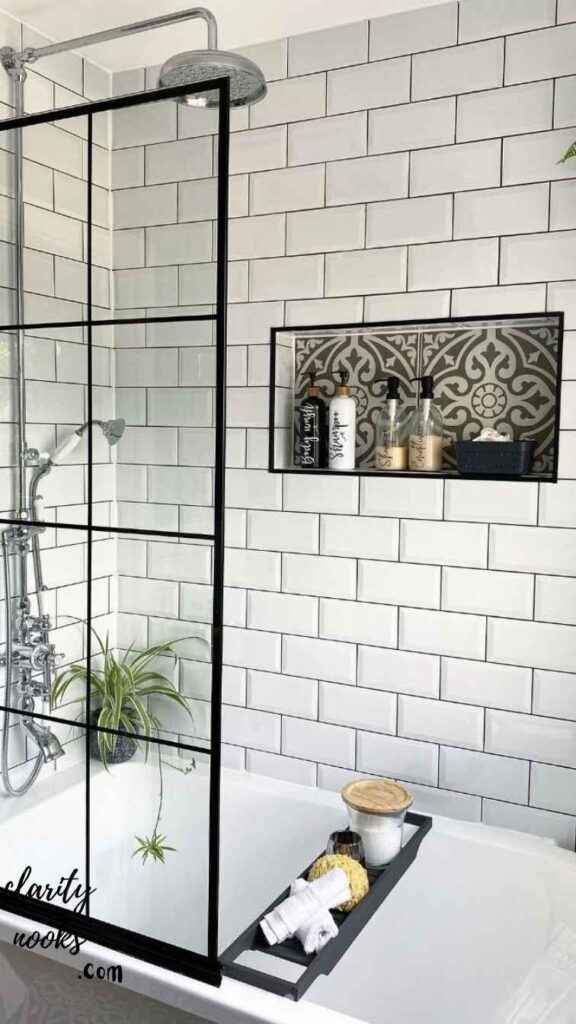 DIY Shower Niche with Mosaic Tile