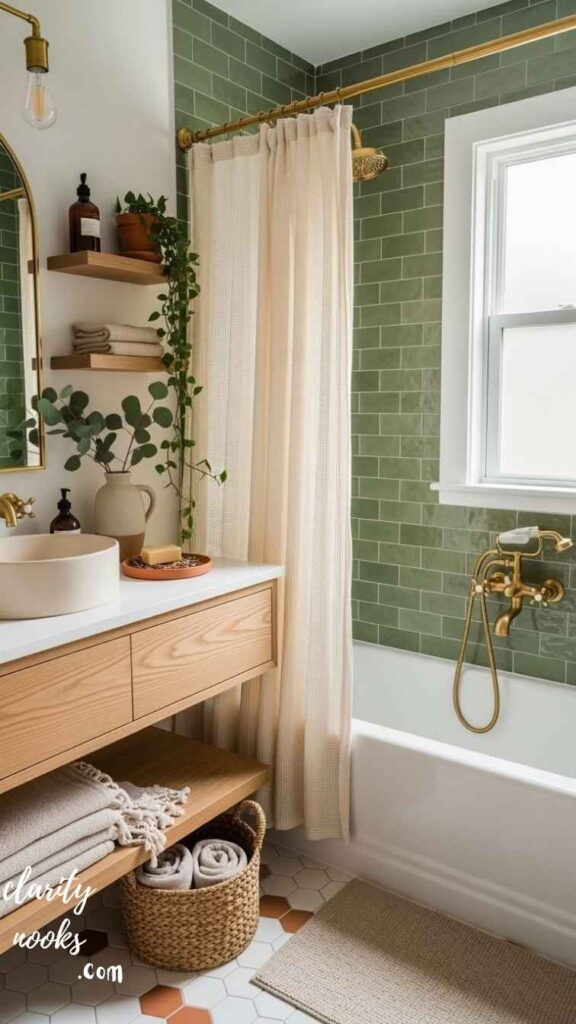 Subway Tile Feature Wall with Colored Grout