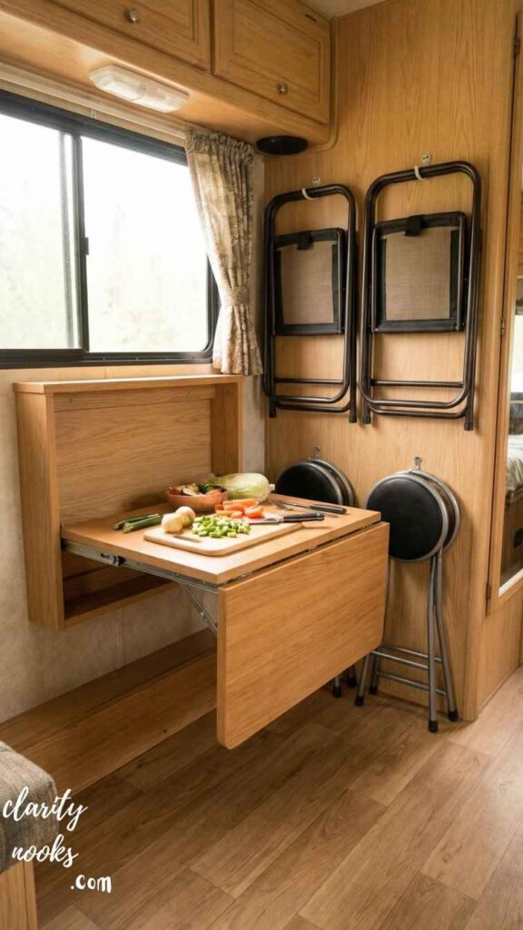 Fold-Down Convertible Dining Table