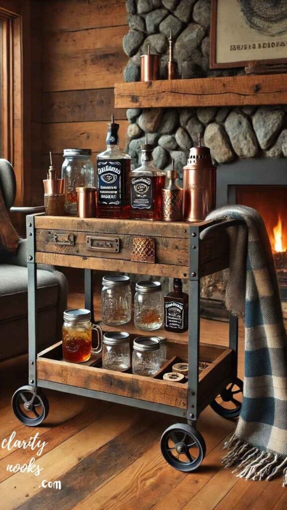 Rolling Bar Cart Station