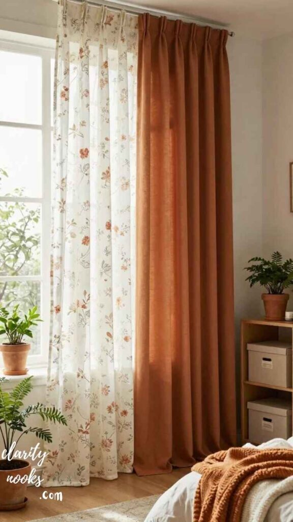 Sheer Linen Curtains With DIY Block Printing