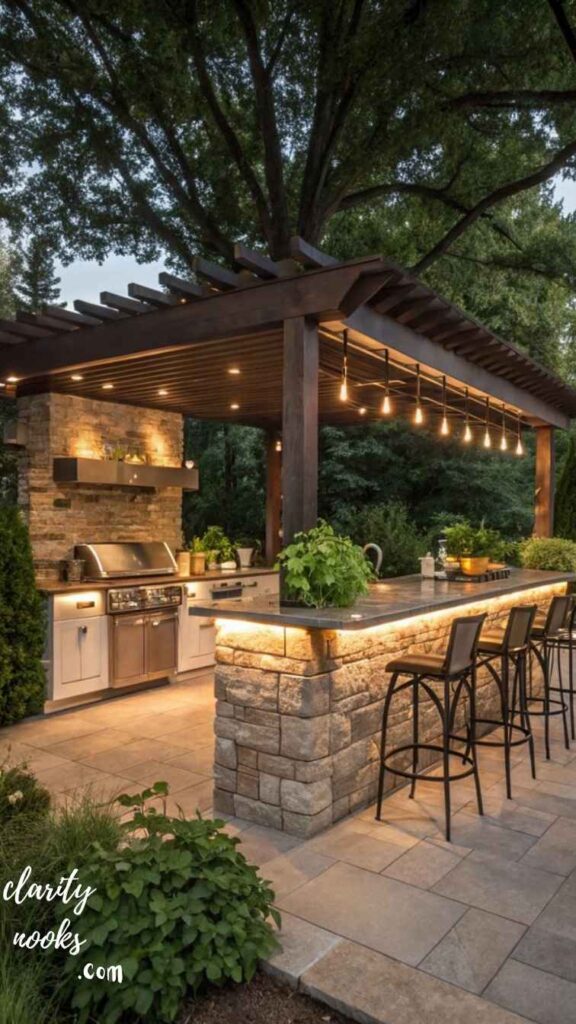 Covered Outdoor Kitchen with Pergola