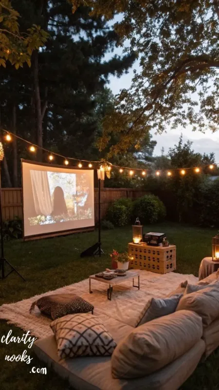 Backyard Movie Night Setup