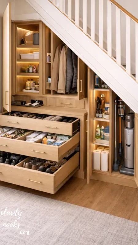 Built-In Pull-Out Drawers Maximum Storage in Minimum Space