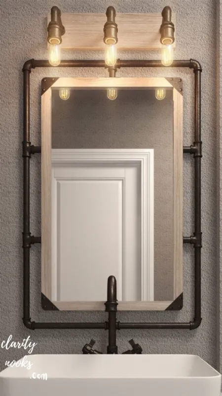 Industrial Pipe Frame Mirror