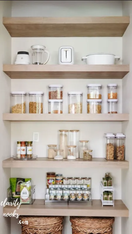 Install Floating Shelves for Open Pantry Areas