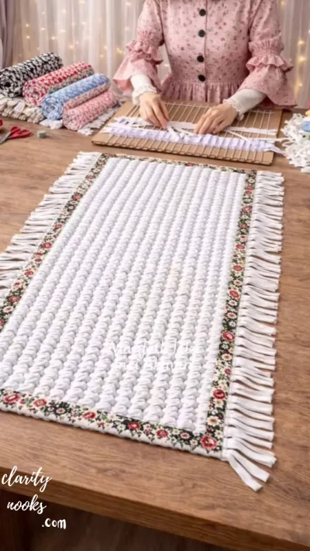 No-Sew Fringed Fabric Rug
