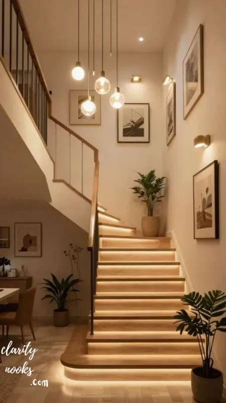 Staircase Lighting: LED Strip Lights Under Each Tread