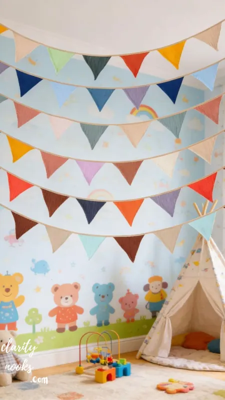 Colorful Fabric Bunting and Garland Ceiling Decor