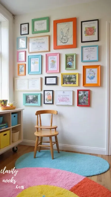 Colorful Gallery Wall with Kids' Art
