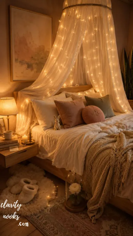 Fairy Light Fabric Canopy Lamp