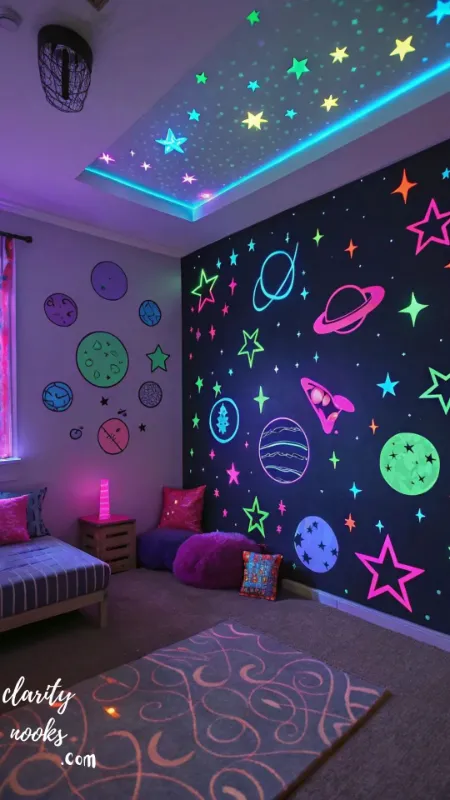 Glow-in-the-Dark Star Ceiling with Color Accents