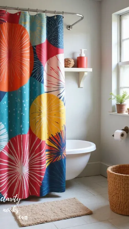 Hang Colorful Shower Curtains as a Design Anchor