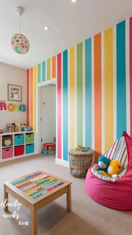 Rainbow Accent Wall with Washi Tape