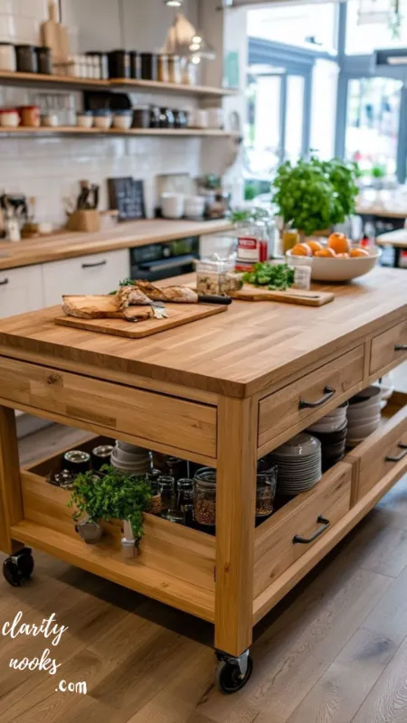 Rolling Butcher Block Cart Island