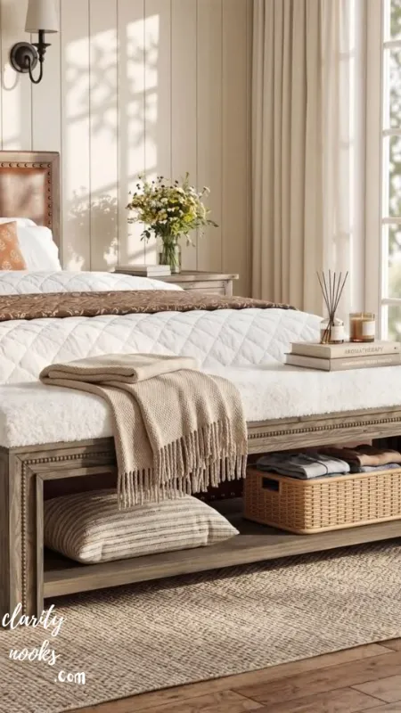 Saddle Blanket Bench at the Foot of the Bed
