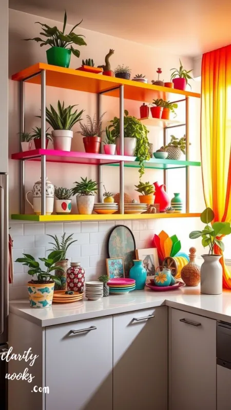 Style Open Shelving in Rainbow Order